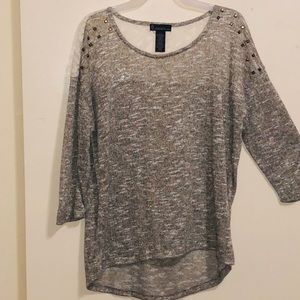 Grey Studded Lace Sweater